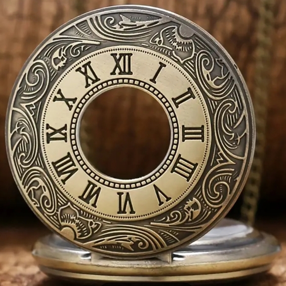 Roman numeral Quartz Pocket Watch Necklace Chai… - Picture 4 of 4